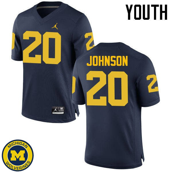 Youth Michigan Wolverines #20 Drake Johnson Navy University Jersey